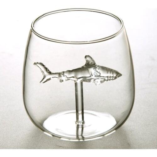 2pieces 300ml Kawaii Shark Wine Glass Decanter Bartending Cups Of Wine Drinking Cocktail Beer Whisky Glasses Mug