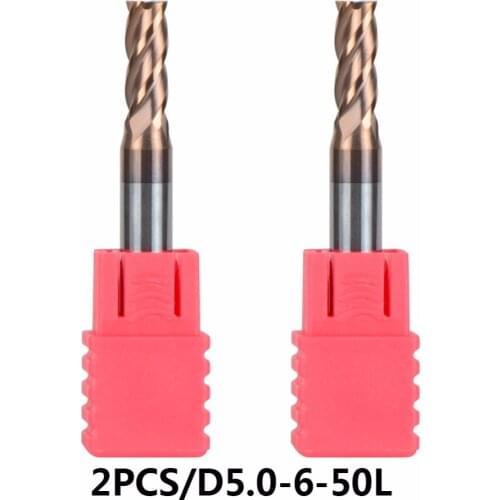 2pcs/lot D5-6-50 4 Flute Flattened Head CNC Milling Cutters Carbide End mills Shank Diameter 6mm Tungsten Steel End Mills