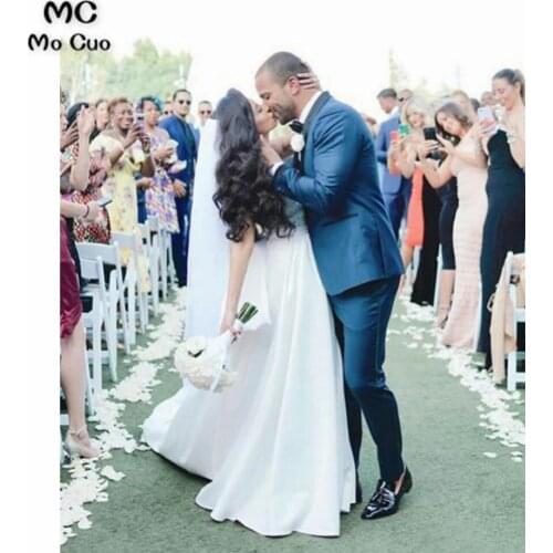 2021 Wedding Jumpsuits With Long Train Lace Appliqued Spaghetti Boho Overskirts Wedding Dress Plus Size Beach Robes De Mariée