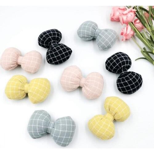 4*6.5cm 10pcs/lot pp cotton bow DIY Tie Shaped Appliques Satin Ribbon Bow Appliques Craft DIY Decoration