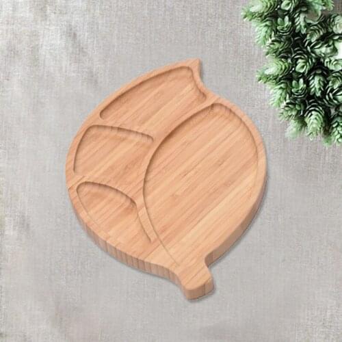 Bamboo Grid Plate Creative Wood Fruit Dessert Bread Cake Plate Bowl Complementary Food Plate Barbecue Plate