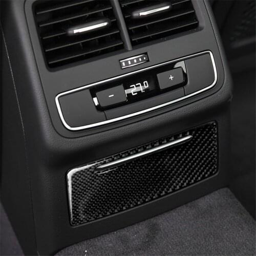 Carbon Fiber Rear Cigarette Lighter Panel Decorative Cover Sticker for Audi A4 B9 2017-2019 Car Accessories Interior Decoration