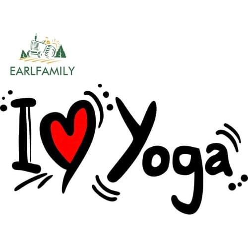 EARLFAMILY 13cm x 6.9cm for I Love Yoga Car Stickers Occlusion Scratch Decal Vehicle Surfboard Trunk Sunscreen Graffiti Graphics