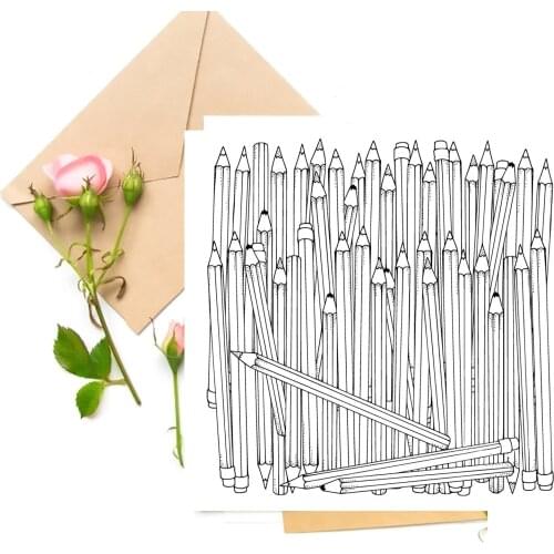 Pencil Background Clear Stamps For DIY Scrapbooking Card Making Stamps Fun Decoration Supplies
