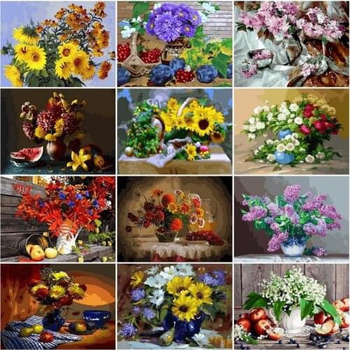 GATYZTORY Painting By Number Flower Drawing On Canvas HandPainted Painting Art Gift DIY Pictures By Number House Kits Home Decor
