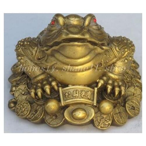 Chinese Art Exquisite china fengshui bronze copper Wealth money Golden Toad frog beast statue wholesale Tibetan Copper