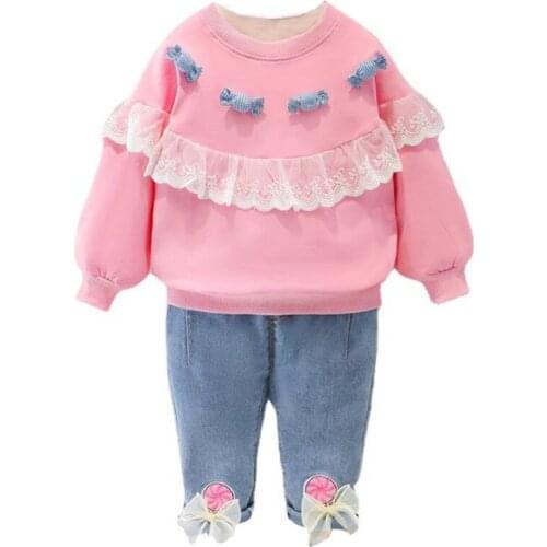 Baby Girls Clothes Sets Lace Cute Spring Autumn Fashion Infant Newborn Sports Suit Shirts + Pants 2Pcs Toddler Outfits 1 Year