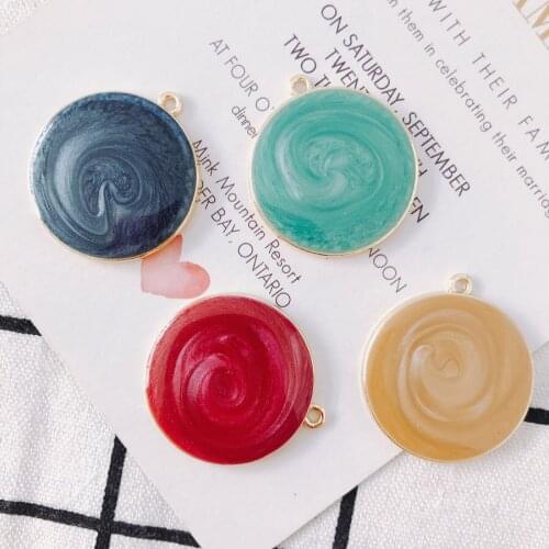 Free Shipping 20pcs 33*30mm Round Glitter Drop Oil Alloy Jewelry Charms Fashion Earring Necklace Pendants Enamel Metal Charm