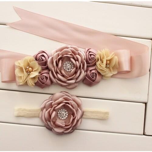 Fashion flower Sash Girl Woman Sash Belt matching burned fabric flower Wedding Sash 8colors