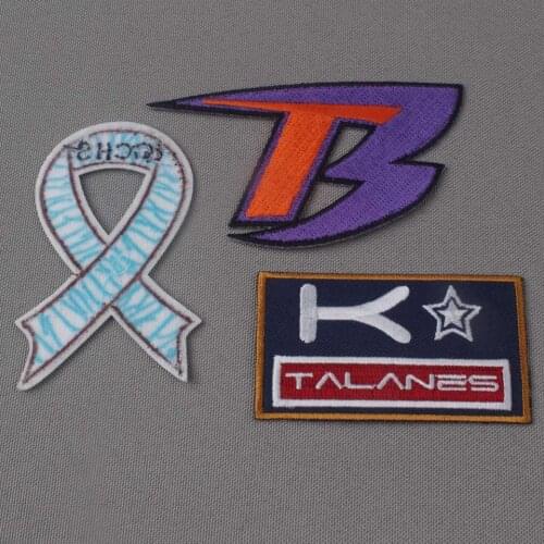 Wholesale custom logo jacket back patches embroidery applique fabric embroidered badge 200pcs /lot