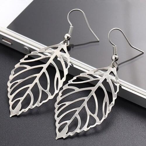 Original Creative Dangle Drop Earrings For Women Gold Plated Big Hollow Leaf Long Earring Bijoux Fashion Weeding Jewelry Brincos