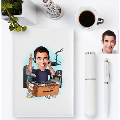 Personalized Mr Radio Broadcaster Cartoon 2020 Leather Organizer & Pen Gift Set-1