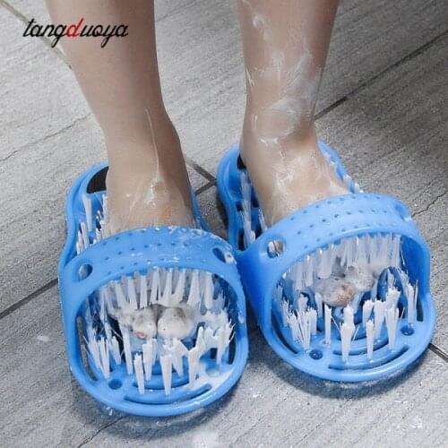 Plastic Bath Shoe Pumice Slippers Foot Scrubber Shower Brush Massager Slippers for Feet Spa Bathroom Products Foot Care Blue