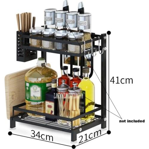 2/3 Tier Stainless Steel Kitchen Rack Wall Mounted Kitchen Organizer Shelf No Drilling Spice Rack Countertop Storage Shelf