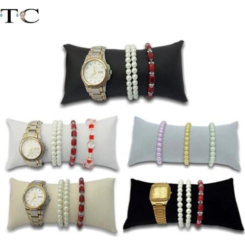 Hot Sale Organizer Portable Velvet Jewelry Pillow Bracelet Display Rack Stand Holder Tray Props Fit Watch Cotton Pillow Showcase
