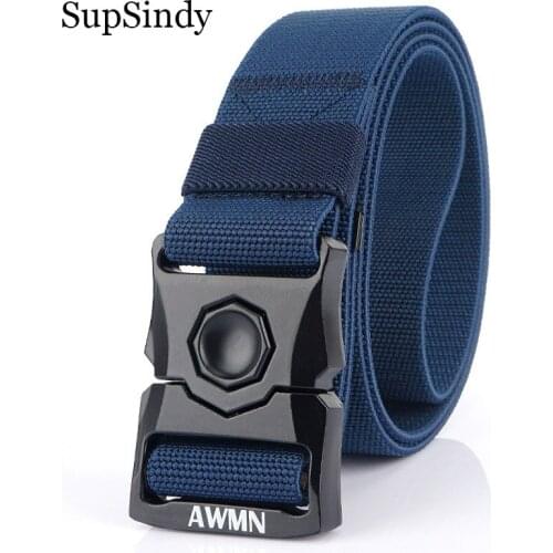 SupSindy Military Army Combat Tactical belts for Men Quick Release Buckle Stretch elastic nylon Waistband canvas belt male strap