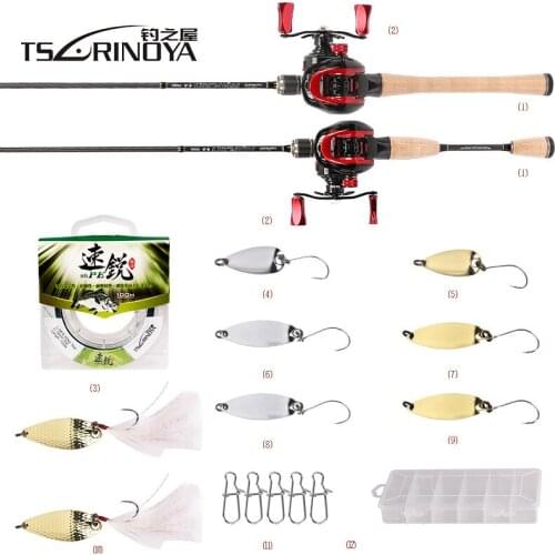 TSURINOYA Lure Casting Fishing Rod Combo XF-50 Baitcasting Reel 1.89m UL Baitcasting Rod 100m PE Fishing Line Spoon Bait Pesca