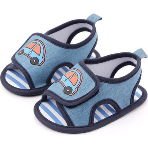 Spring Summer Cartoon Vehicle Baby Sandals Adjustable Magic Tape Cotton Soft Comfortable Non-Slip Bebe Toddler Shoes