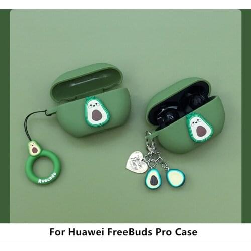 Cute Avocado Washable Dust-proof Protective Cover Silicone Case Full Shell for Huawei Freebuds Pro TWS Wireless Earphone