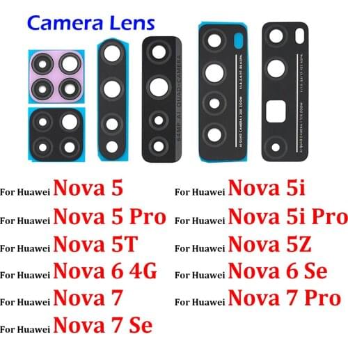 2 Pcs . New Back Rear Camera Lens Glass Replacement For Huawei Nova 5T 5Z 3 3i 4 4e 5i 6 6 Se 7 Pro