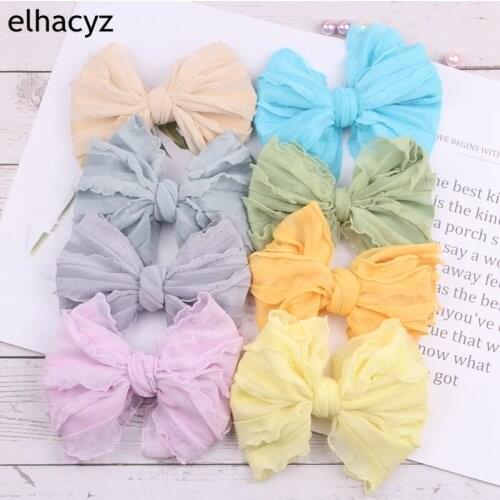 10pcs/lot 2021 New 5" Sweet Girls Lotus Hem Hair Bow Barrette DIY Hair Accessories For Women Soft Lace Bow Hair Clip Hairgrips