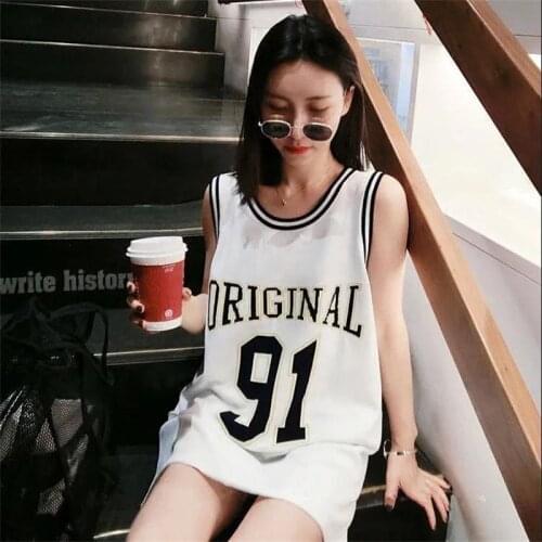 Sleeveless Vest Basketball Uniform t-Shirt Female Students Loose Casual Sports Wind The 2021 Fall Short-Sleeved Outer Wear T
