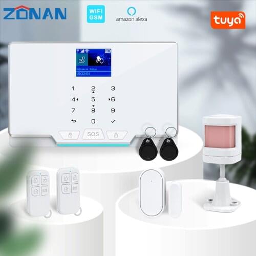 Zonan Tuya Wifi Gsm Alarm Security System,1.8 TFT Color Screen Smarthome Wireless 433MHz Alarm Apps Control For Android Ios