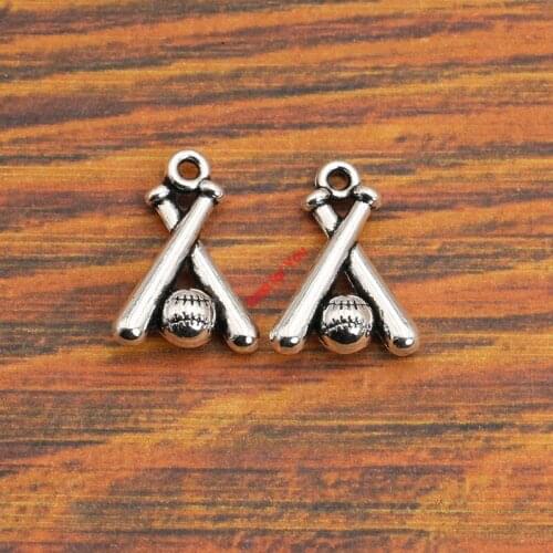 10pcs Baseball Charm Pendant fit Bracelet Necklace Tibetan Silver Plated Jewelry DIY Making Accessories 19x13mm