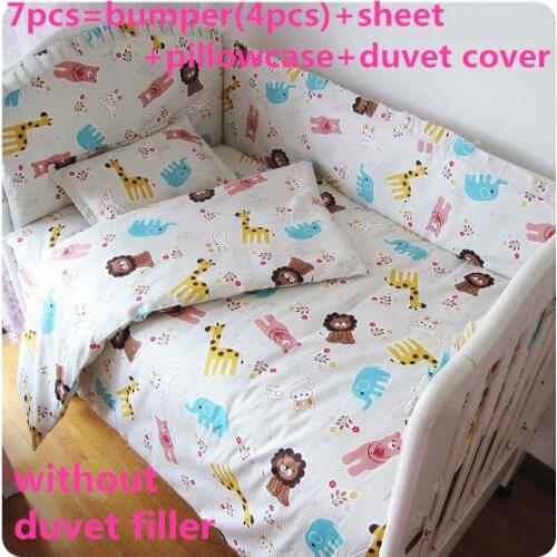 2017! 6/7PCS Baby Crib Cot Bedding Set Bumper Sheet Dust Ruffle Baby Duvet ,120*60/120*70cm