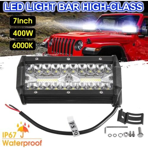 7 inch 400W LED Work Light Bar Flood Spot Beam Offroad 4WD SUV Driving Fog Light Haz de campo Barra de luz de trabajo Punto