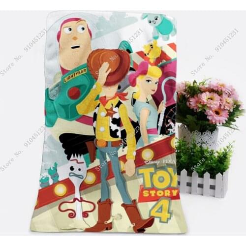 Disney Toy Story Woody Anime Figures Cartoon Cosplay Accessories Bath Towel Buzz Lightyear Alien Washcloth Girls Boys Kids Gift