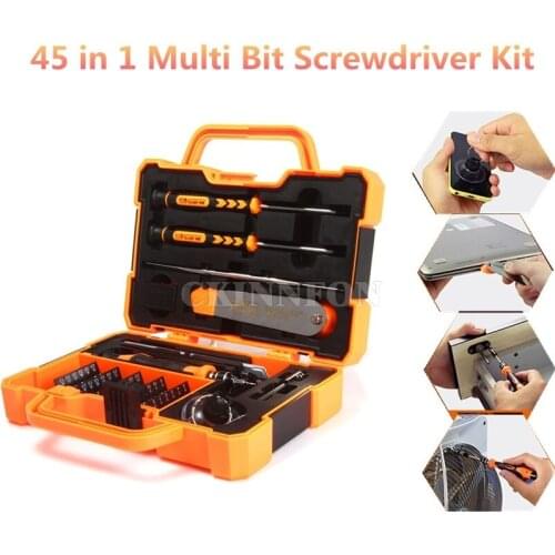 DHL 20PCS 45 in 1 Multi Bit Screwdriver Kit with Spudger Tweezers for Tablets Mobile Phone PC Repair (Color: Yellow)