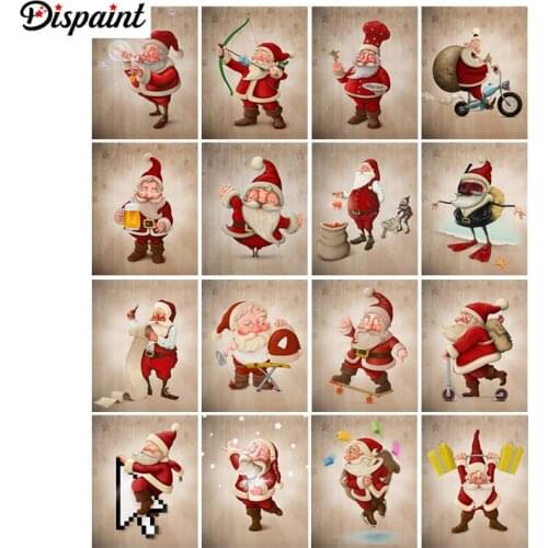 Dispaint 5D Diamond Pattern Rhinestone Needlework Diy Diamond Painting Cross Stitch "Santa Claus scenery" Diamond Embroidery