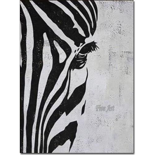 Home Decorative Showpieces Animal Picture Wall Art Frameless zebra Oil Painting Black And White Wall Hangings Canvas Artwork