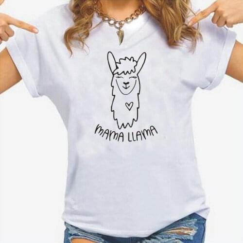 Summer Short Sleeve Harajuku T Shirt Women Tops Funny Mama Llama Print Women Tshirt Cotton Casual Tee Shirt Femme Camiseta Mujer