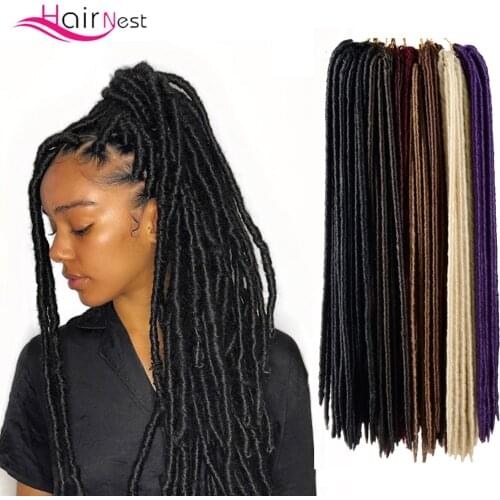 Hair Nest 18 Inch Faux Curly Locs Crochet Hair Braiding Hair Extension Synthetic Braiding Hair Soft Straight Dreadlocks Crochet