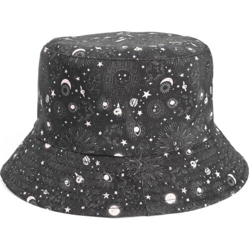 LDSLYJR Cotton starry sky print Bucket Hat Fisherman Hat outdoor travel hat Sun Cap Hats for men and Women 324