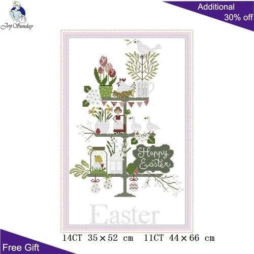 Joy Sunday Easter Turkey J521 Counted and Stamped Home Decor Girl Chicken Flowers Needlework Needlepoint Cross Stitch kits