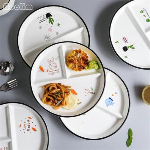 Ceramic Microwave Oven Baking Plate Cute Cartoon Children Dessert Salad Dinner Plate Porcelain Fruit Vinegar Dishes Tableware