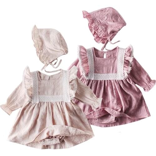 2020 New Baby Girls Clothes Spring Baby Romper Girl Long Sleeve Infant Newborn Baby Clothes lace Princess Birthday Party Clothes