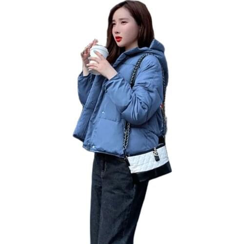 New 2021 Womens Cotton Coat Short Student Down Cotton Clothes Loose Bread Clothes Cotton Jacket Winter Season Ladies Outerwear