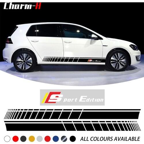 Sport Edition Car Door Side Skirt Stripes Decal Stickers For Volkswagen VW Golf polo passat tiguan touran b5 b6 b7 Accessories