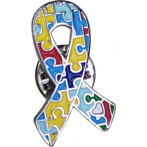 Autism Awareness Heart Jigsaw Puzzle Ribbon Lapel Pins