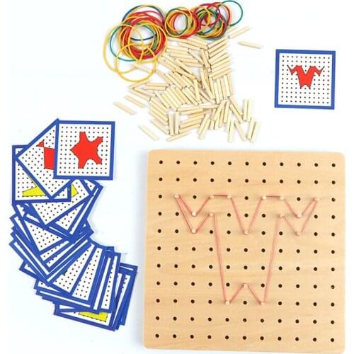 Gift for Kids DIY Toys Geometric Board Early Educational Wooden Toys To Learn Shapes Family Game Montessori Materials Boys Girls