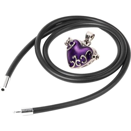 Purple Enamel Heart Pendant Cremation Jewelry Funeral Ash Urn Necklace Chain