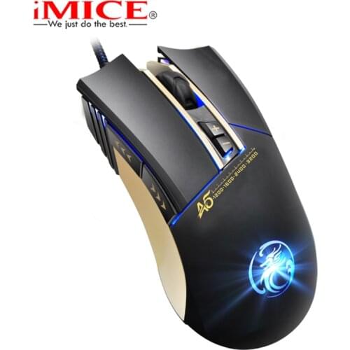IMICE A5 Professional 7 Keys Optical Mouse Desktop Laptop PC Mice Four-color Breathing Lamp Gaming Weight Gain Mouse Warranty