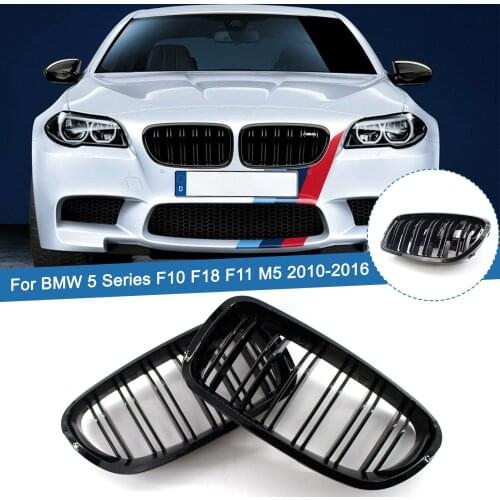 1Pair Replacement Car Front Bumper Grille Dual Slat Kidney Grilles Sport Racing Grills For BMW 5 Series F10 F18 F11 M5 2010-2016