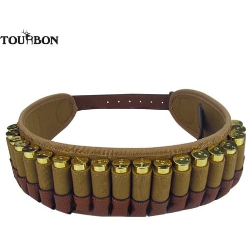 Tourbon Tactical Shotgun Ammo Cartridge Belt Holds 25 Shells 20 Gauge Adjustable Bandoleer for Shooting Hunting Gun Accessories