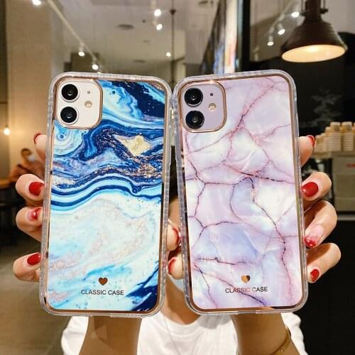 Watercolor Texture Marble Hard Cover For iPhone 11 Pro Max 12 Mini XR X XS Max 7 8 Plus SE 2020 Phone Back Case