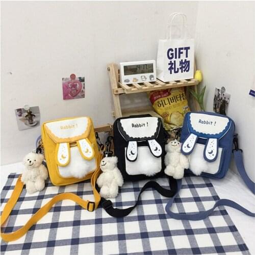 Female Cute Shoulder Bag High Quality Canvas Bags 2021 Womens Brand Small Square Bags Bear Gift Luxury Designer Handbag M101